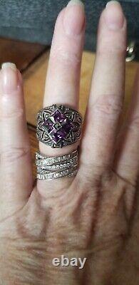 Ross Simons Sterling silver Victorian style Purple wide cluster bold Ring