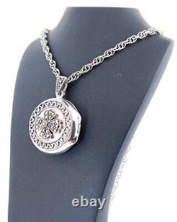 Round Locket Victorian Style 925 Sterling Silver English Hallmarks Set With