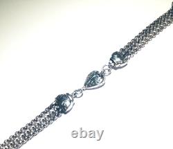 STERLING SILVER Victorian style Albertine watch Belcher chain Tassel Bracelet