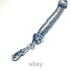 STERLING SILVER Victorian style Albertine watch Belcher chain Tassel Bracelet