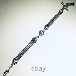STERLING SILVER Victorian style Albertine watch Belcher chain Tassel Bracelet BN