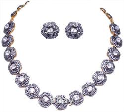 Sapphire Polkies Studded Victorian Style Necklace In. 925 Silver SN1044