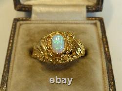 Silver 18ct Gold Opal Set Victorian Style Ring