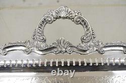 Silver Plated Victorian Style Twin Handle Serving Platter Tray Pierced Gallery