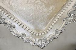 Silver Plated Victorian Style Twin Handle Serving Platter Tray Pierced Gallery