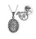 Small Oval Locket Victorian Style 925 Sterling Silver English Hallmarks Set