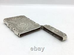 Small Victorian Solid Silver Card Case with aesthetic style flower detail