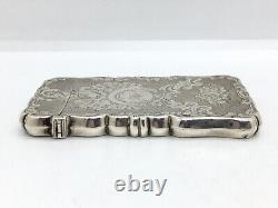 Small Victorian Solid Silver Card Case with aesthetic style flower detail
