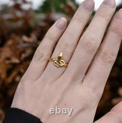 Snake Serpent 18ct Yellow Gold on Silver Ring Antique Victorian Style