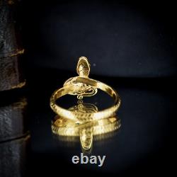 Snake Serpent 18ct Yellow Gold on Silver Ring Antique Victorian Style