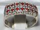 Solid English Sterling Silver Natural Garnet Victorian Style Wide Eternity Ring