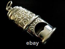 Sterling Silver 925 Victorian style Full Working Cabby Whistle Fob Charm Pendant