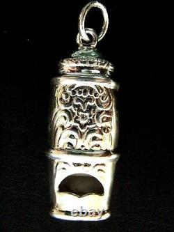 Sterling Silver 925 Victorian style Full Working Cabby Whistle Fob Charm Pendant
