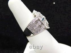 Sterling Silver Elegant Victorian Filigree Style Blue And White Diamond Ring