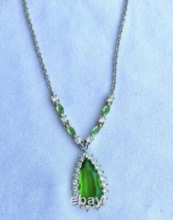 Sterling Silver Emerald Link Chain Victorian Style Necklace