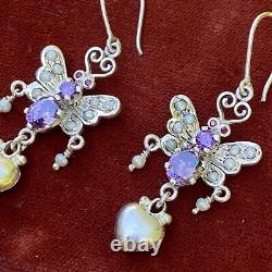 Sterling Silver Moth Dangle Earrings. Victorian Style Butterfly Dangle Earring