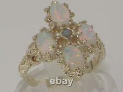 Sterling Silver Opal Victorian Style Unusual Cluster Ring