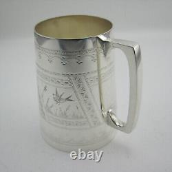 Stylish Victorian Aesthetic Movement Style Silver Plated Pint Mug
