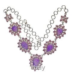 Sugilite Gemstone Necklace Choker Victorian Style 925 Silver Amethyst Jewelry