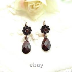 Sweet Vintage blossom briolet garnet earrings Victorian style 240317i