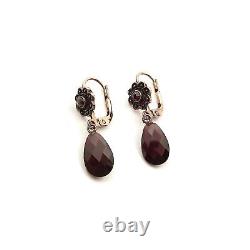 Sweet Vintage blossom briolet garnet earrings Victorian style 240317i