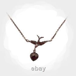 Sweet Vintage lovebird garnet necklace in Victorian style 231006g
