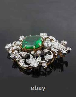Syn Emerald Victorian Style Brooch Sterling Silver Designer High End Jewellery