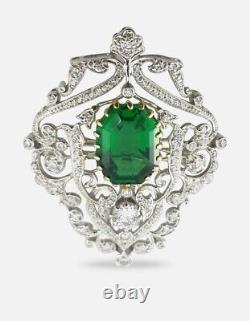Syn Emerald Victorian Style Brooch Sterling Silver Luxury Designer Jewellery
