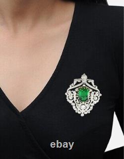 Syn Emerald Victorian Style Brooch Sterling Silver Luxury Designer Jewellery