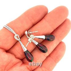 Teardrop Earrings And Pendant Set Victorian Style 925 Sterling Silver English