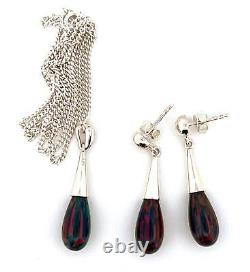 Teardrop Earrings And Pendant Set Victorian Style 925 Sterling Silver English