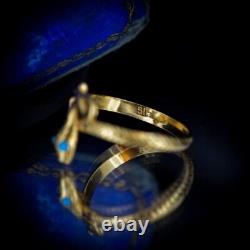 Turquoise Snake Serpent 18ct Gold on Silver Ring Antique Victorian Style