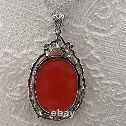 UNIQUE RARE VINTAGE ART Large Victorian Style CAMEO PENDANT Necklace