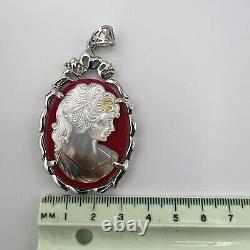 UNIQUE RARE VINTAGE ART Large Victorian Style CAMEO PENDANT Necklace