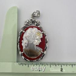 UNIQUE RARE VINTAGE ART Large Victorian Style CAMEO PENDANT Necklace