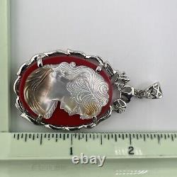 UNIQUE RARE VINTAGE ART Large Victorian Style CAMEO PENDANT Necklace