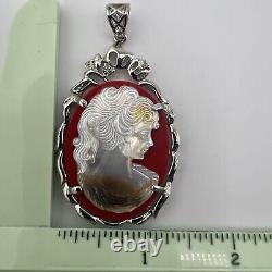 UNIQUE RARE VINTAGE ART Large Victorian Style CAMEO PENDANT Necklace