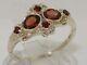 Unusual Solid 925 Sterling Silver Natural Garnet Victorian Style Ring