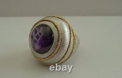 VICTORIAN STYLE LARGE COCKTAIL RING With 7 CT AMETHYST/SZ 5-9 /925 STERLING SILVER