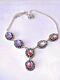 Victorian Style Mystic Pink Topaz Filigree Art Deco Necklace Sterling Silver
