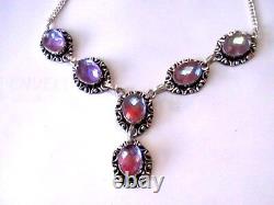 VICTORIAN STYLE MYSTIC PINK TOPAZ FILIGREE ART DECO NECKLACE Sterling Silver