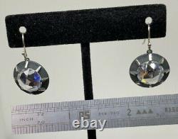 VICTORIAN STYLE STERLING SILVER ROSE CUT CUBIC ZIRCONIA DROP EARRINGS 4 carat