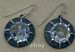 VICTORIAN STYLE STERLING SILVER ROSE CUT CUBIC ZIRCONIA DROP EARRINGS 4 carat