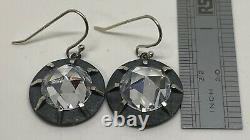 VICTORIAN STYLE STERLING SILVER ROSE CUT CUBIC ZIRCONIA DROP EARRINGS 4 carat