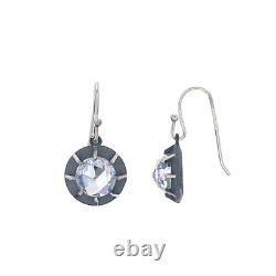 VICTORIAN STYLE STERLING SILVER ROSE CUT CUBIC ZIRCONIA DROP EARRINGS 4 carat