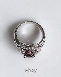 Victoria Wieck Large Garnet Stone Victorian Style Sterling Silver Ring Size 7