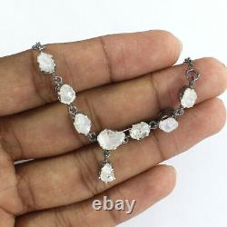 Victorian Antique Style Polki Diamond Necklace 925 Sterling Silver Gift Jewelry