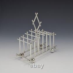 Victorian Arts & Crafts Christopher Dresser Style Silver Toast Rack