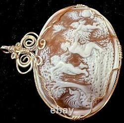 Victorian Carved Shell Cameo Silver Pendant Original Made in Italy eden Rare