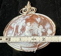 Victorian Carved Shell Cameo Silver Pendant Original Made in Italy eden Rare